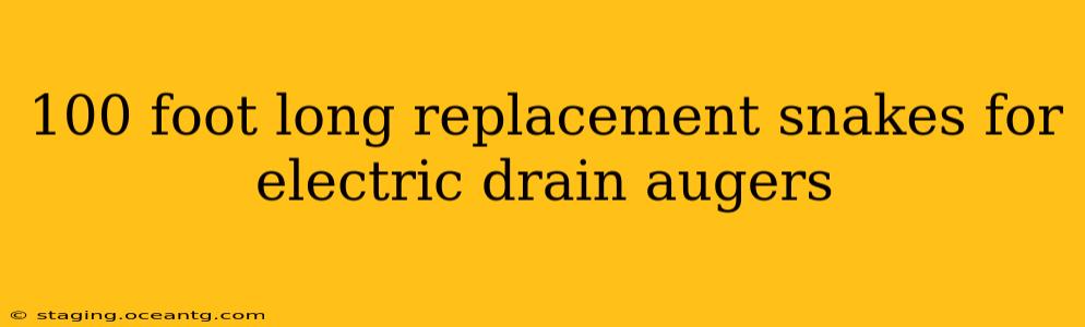 100 foot long replacement snakes for electric drain augers