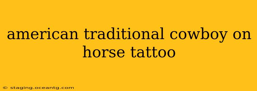 american traditional cowboy on horse tattoo