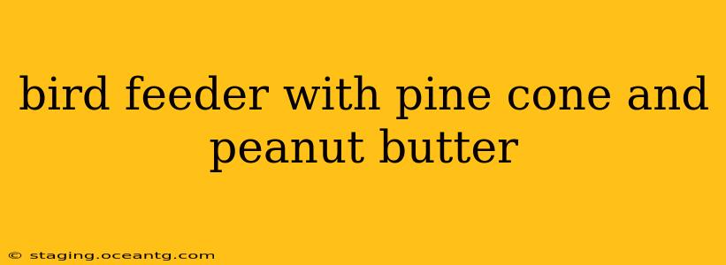 bird feeder with pine cone and peanut butter
