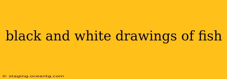 black and white drawings of fish