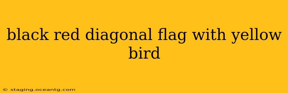 black red diagonal flag with yellow bird
