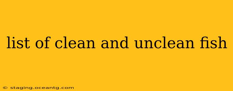list of clean and unclean fish
