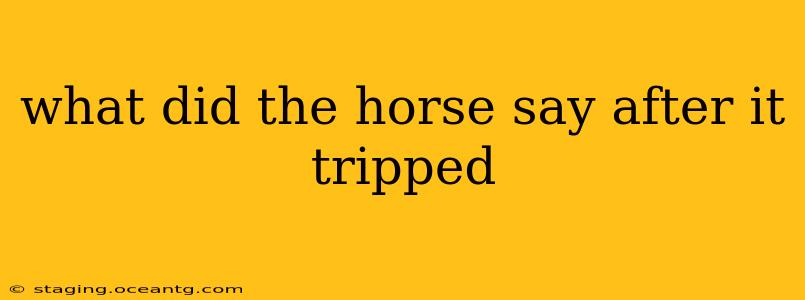 what did the horse say after it tripped