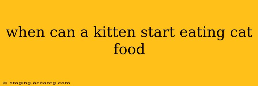 when can a kitten start eating cat food