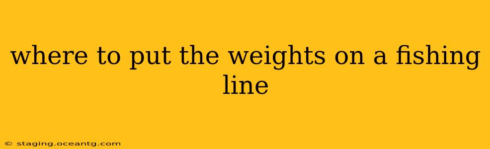 where to put the weights on a fishing line